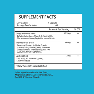 Cápsulas Adelgazantes de Alta Energía con Nuez de Cola y Glucomanano, Suprimen el Apetito, Gran Venta - Product Image 2