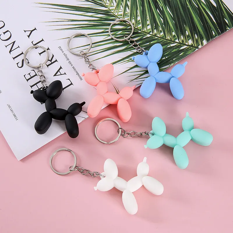 Fashion Hot Sale Ladies Bag Accessories Women Cute Mini PVC Balloon Dog Keychain For Gift