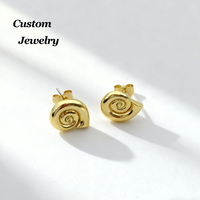 Boucles d'oreilles clous coquillage Loveher, design tendance et étanche avec logo, cadeau unisexe pour femme, bijoux de mode en argent 925 et laiton