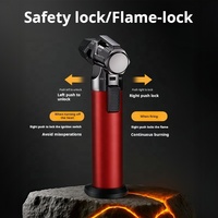 Briquet de cuisine à flamme jet réglable de luxe, coupe-vent, avec logo personnalisé, torche au butane, verrou de sécurité, pour cigares, cigarettes, cadeaux d'affaires