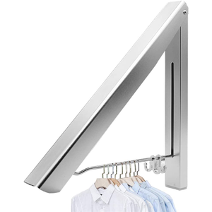 <strong>Wall</strong> <strong>Hung</strong> Aluminum Foldable Clothes Airer <strong>Drying</strong> <strong>Rack</strong> Laundry Hanger for Indoor Outdoor Home - Product Image 2