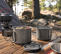 Grand pot de camping en titane pur de 1000 ml avec couvercle - Bol de cuisson extérieur grande capacité avec poignée pliable - Vente en gros OEM/ODM