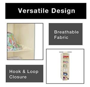 Giá để đồ gấp gọn 6 tầng bằng vải thân thiện với môi trường, bán buôn tùy chỉnh, có móc và thanh treo, bộ tổ chức tủ quần áo - Product Image 5