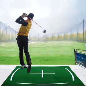 3D Embroidered Pattern Golf Simulator Hitting Mat Premium Nylon Turf Stance Mats Driving Range Golf Hitting Mat