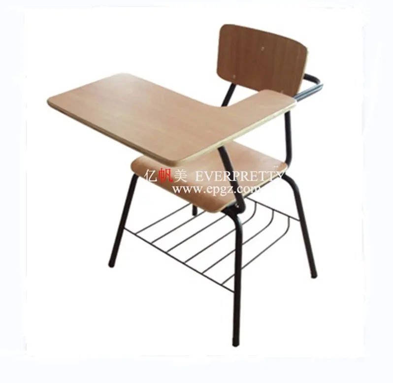 Fabricant de meubles scolaires, tablette d'écriture polyvalente, chaise de conférence pliante avec bras