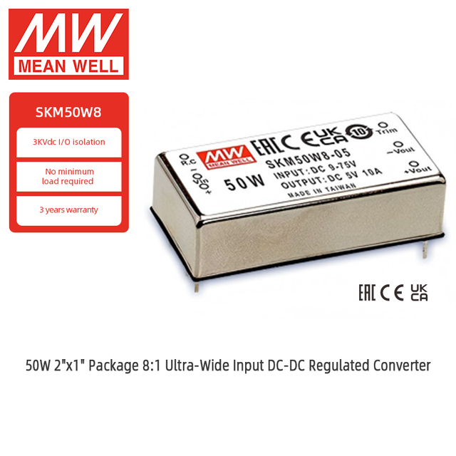 Mean Well SKM50W8 50W 3.3V 5V 12V 15V DC-DC Converter with 3 Years Warranty