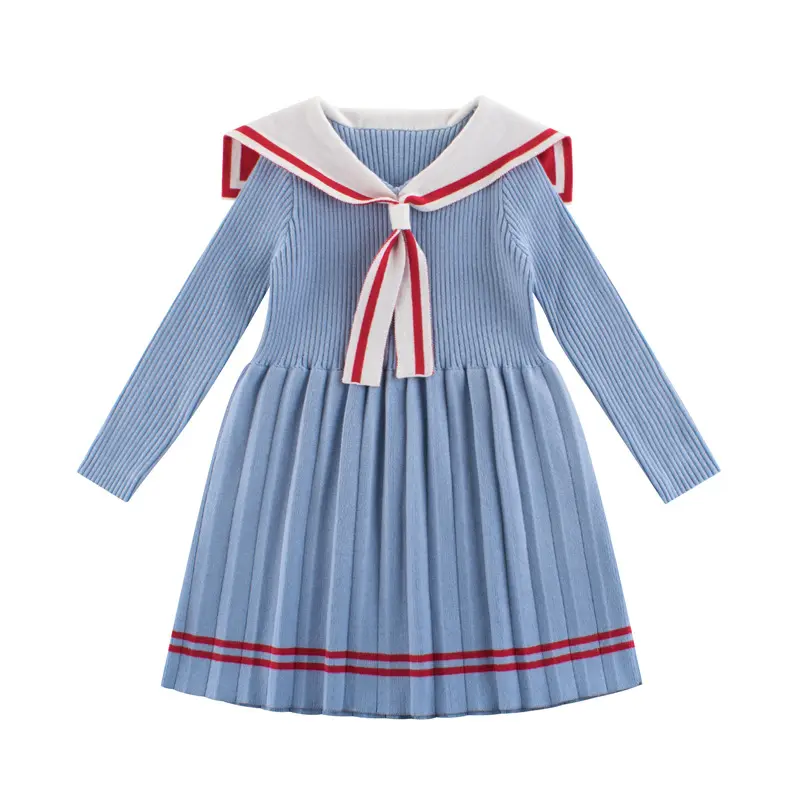 Girls Autumn Dress Winter Baby Kids Knitted Bottoming Ladies National Jacquard Long-Sleeved Stretch Slim Sweater Dress