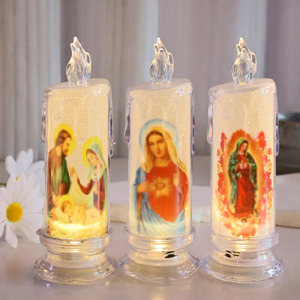 Bougies Pilier LED Personnalisées pour Décoration d'Intérieur Fournitures Religieuses Saint Jésus pour Noël Pâques Cadeaux d'Anniversaire Veilleuses - Product Image 1