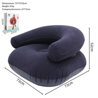 Canapé et fauteuil gonflables portables, fauteuil d'extérieur recouvert de velours, design moderne en forme de U, structure en métal, couleur personnalisée, 73x73x52cm