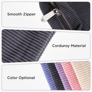Custom Logo Portable Corduroy for Toiletry Bag for Women Eco-Friendly Travel Makeup Cosmetic Pouch - Product Image 2