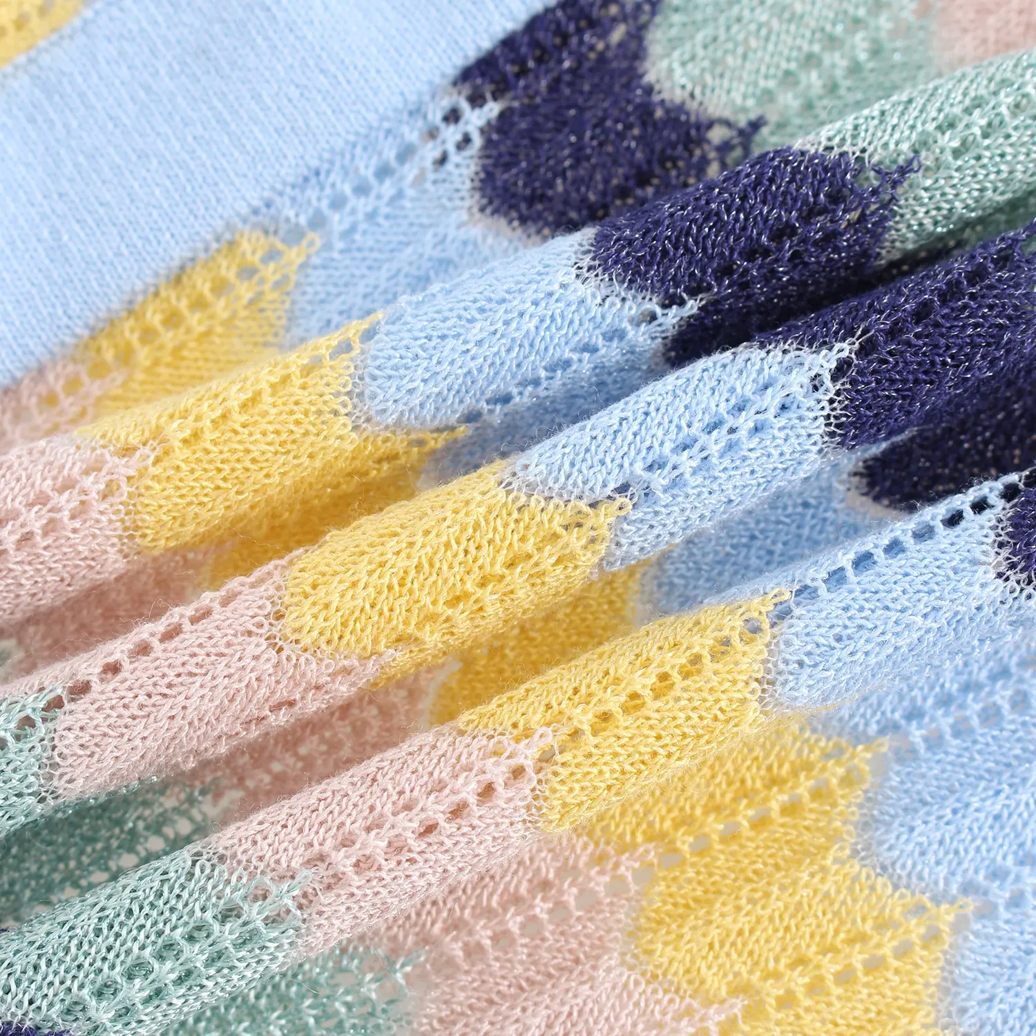 Custom Knitwear Manufacturer Summer Korean Style Metal Yarn Sweater Top Casual Color Block Button Down Knit Cardigan Women