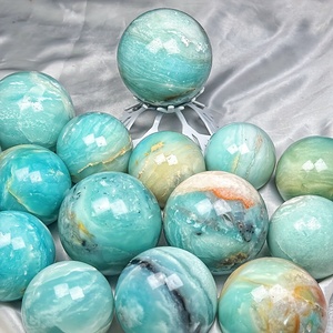 Sphère d'agate bleue naturelle en gros, boule de cristal polie, artisanat en quartz et ornements de décoration intérieure - Product Image 2