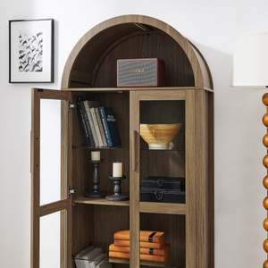 Mueble de Almacenamiento Moderno con Arco, Lámpara y Divisiones de Vidrio, Vitrina de MDF para Dormitorio/Sala de Estar/Cocina - Product Image 5