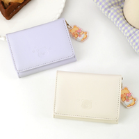 Dompet Pendek Wanita Multifungsi Butter Bear, Dompet Koin Warna Solid Mewah Ringan, Penutup Terbuka, Lapisan PU, Portabel