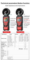 MAYILON – compteur de vitesse du vent portatif HT625A avec rétro-éclairage fonctions Max/Min/AVG mesure du Volume d'air anémomètre numérique tothermaol