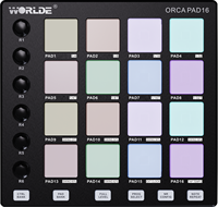 WORLDE Mini II Portable USB MIDI Keyboard Controller16 Key Portable Musical Instrument ORCA PAD16(MIDI Controller)