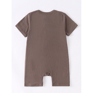 Combinaison bébé à manches courtes en bambou et élasthanne côtelé uni, avec fermeture éclair bidirectionnelle, vêtements pour nouveau-né, pyjama bébé - Product Image 6