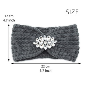 <span class=keywords><strong>Bandeau</strong></span> de protection des oreilles tricoté avec strass pour femmes élégantes <span class=keywords><strong>bandeau</strong></span> couvre-chef exercice de lavage du visage Yoga serre-tête en laine chaude - Product Image 2