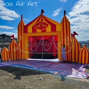 Personnalisable rouge et jaune rayé gonflable carnaval cirque arc australie tour du monde décor théâtre scène Performance toile de fond - Product Image 3