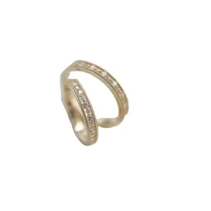 S925 cincin berlian es emas 18K perak murni untuk pasangan, pernikahan berlian untuk pria dan wanita, retro mewah ringan Perancis