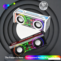Mini-enceinte sans fil transparente Mecha Small Cannon 5.3 avec RGB, carte enfichable, audio portable de bureau, subwoofer puissant