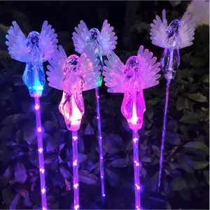 Solar Angel Stake Lights Pathway Lawn Landscape Decoration Garden Stick Stake Light