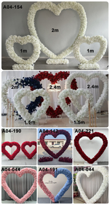 Arche de fleurs en forme de cœur rose romantique, faite à la main par LEDA, pour un décor de mariage en plein air - Product Image 6