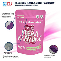 Op maat gemaakte bedrukte cartoon mascotte gummy snoepjes stand-up pouch met hersluitbare zip lock, food grade, voor dierenvoer