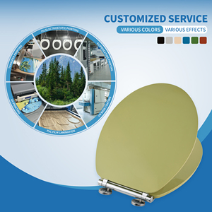 Modern Round MDF <strong>Toilet</strong> <strong>Seat</strong> <strong>Quick</strong> <strong>Release</strong> Soft Close Model, Glossy Avocado Green Paint Wood <strong>Toilet</strong> Cover - Product Image 3