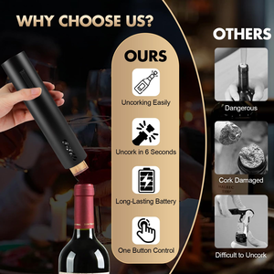 Custom Logo Automatic Electric Wine Opener Rechargeable Wine <b>Bottle</b> Opener Set with Wine Stopper Pourer and Foil Cutter - Product Image 4