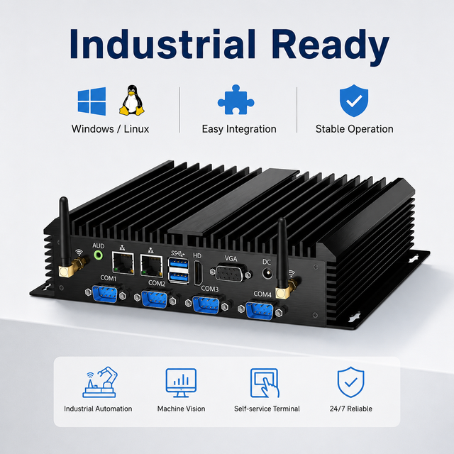 Wholesale MK600 Fanless Industrial PC Intel Core I3 5005U Dual Gigabit Ethernet 6 COM RS232 WiFi Embedded Mini Computer OEM/ODM