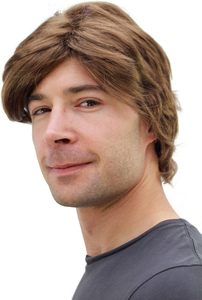 Peluca moderna de poliéster de color marrón <span class=keywords><strong>para</strong></span> <span class=keywords><strong>hombres</strong></span>, fila lateral corta PW0174-P6(A405) - Product Image 3