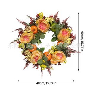 Guirlande de fleurs artificielles Tianyue, design pivoine, en plastique, décoration de récolte d'automne, à suspendre à la porte, 556 - Product Image 3