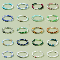 Bracelet de perles en verre de calcédoine mélangées, 8 mm, multicolores, avec brins de pierres et cristaux, bijoux de tous les jours, vente en gros