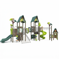 Structure de jeu extérieure Flyingkids pour enfants : toboggan et filet d'escalade pour garderies et maisons