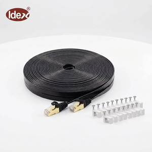 สายแพทช์อีเธอร์เน็ตแบบแบนหุ้มฉนวน Cat7 <span class=keywords><strong>Cat8</strong></span> 26AWG ขั้วต่อ RJ45ชุบทอง100% ทองแดง2000MHz 40Gbps - Product Image 1