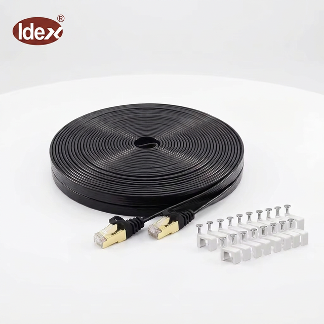 Factory Price Cat8/Cat7 SFTP Shielded Flat Ethernet Patch Cable 26AWG 100% Copper 2000MHz 40Gbps Gold Plated RJ45 Connector