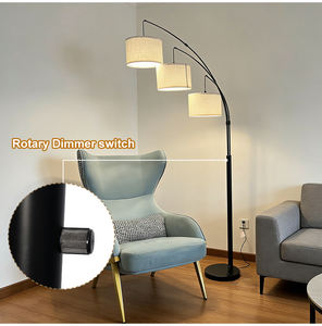 Lámpara de Pie Moderna con 3 Bombillas LED, Poste Metálico Giratorio, Interruptor Rotatorio, Base Resistente, Diseño de Mediados de Siglo, Alto CRI 90, Regulable, para Sala de Estar - Product Image 1