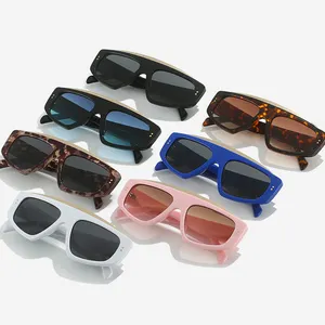 DL Glasses Fashion Oversized Flat Top Sunglasses Popular Gradient Lens Eyewear Animal Leopard Print Square Sun Glasses 2023