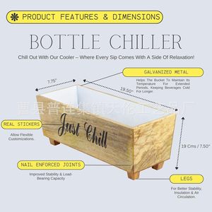 Large wooden <b>wine</b> cooling <b>container</b>, solid wood ice bucket, American retro style beer and <b>wine</b> ice cube bucket, wooden barrel. - Product Image 4