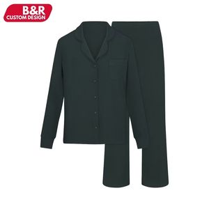 <span class=keywords><strong>Pigiama</strong></span> Morbido Personalizzato per Donne, Comodo <span class=keywords><strong>in</strong></span> COTONE Spandex <span class=keywords><strong>JERSEY</strong></span>, Maglietta a Maniche Lunghe con Bottoni per Dormire - Product Image 3