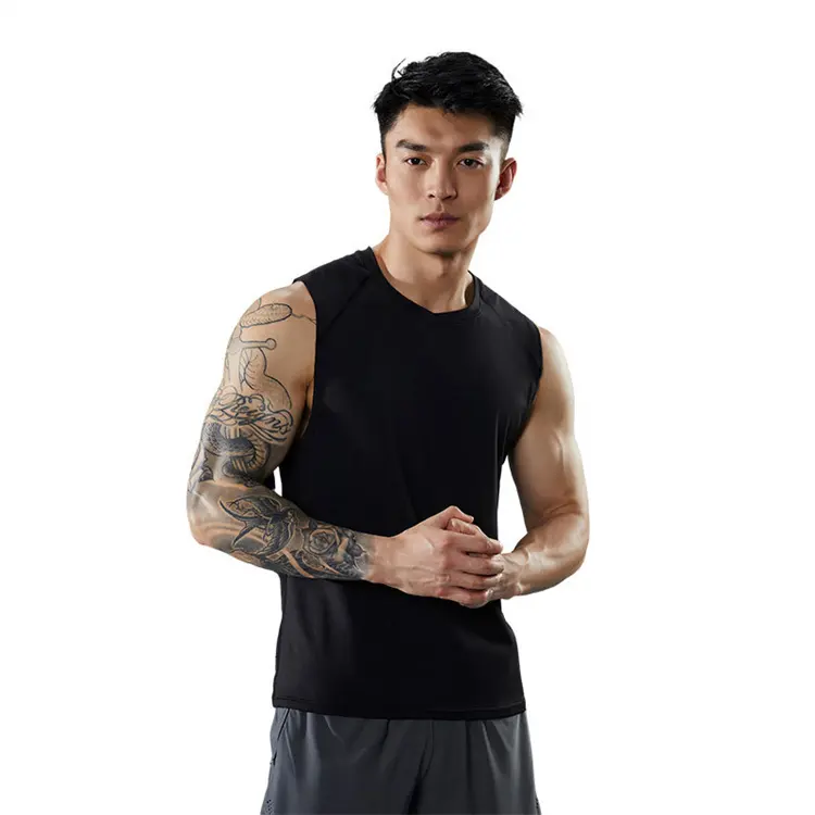 2023 Men'S Best Cheap Gym Clothes Sleeveless Work Out Male All Black Exercise Running Basketball Top Wear Gym Outfit For Man