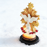 Sculpture en résine Colombe de l'Esprit Saint avec lumière LED, Ornement de décoration religieuse pour la maison