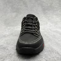 Chaussures de travail décontractées pour hommes, tige en cuir véritable, à lacets, antidérapantes, semelle extérieure en PVC résistante à l'usure, chaussures de marche en plein air 20260811-3