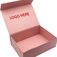 Boîte pliante rose de luxe personnalisée avec logo en feuille d'or, écologique, recyclable, pliable, en papier rigide, emballage cadeau pour cosmétiques
