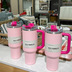 HOT Selling <strong>40</strong> <strong>Oz</strong> H2.0 Cup Double Wall Stainless Steel Vacuum Insulated Mug Travel 40oz Tumbler With Handle Lid Straw - Product Image 2
