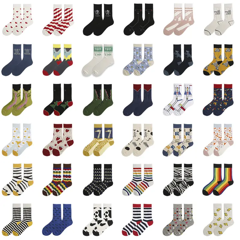 Couple Trendy Socks Women S Mid Calf High Socks Cartoon Unique Street Sesh Sports Autumn And Winter Cotton Socks