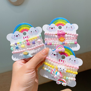 Juego de Joyería Infantil de Moda, 3 Piezas, Pulsera con Forma de Fruta y Unicornio, Cuentas Acrílicas Coloridas para Niñas Pequeñas - Product Image 4