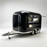 Remorque alimentaire mobile personnalisée en acier inoxydable à 4 roues, remorquable, pour la vente de restauration rapide, snacks, café, barbecue, etc.