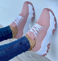 Collection Européenne et Américaine 2024 : Baskets décontractées à lacets pour femme, style marche, semelle épaisse, coupe basse